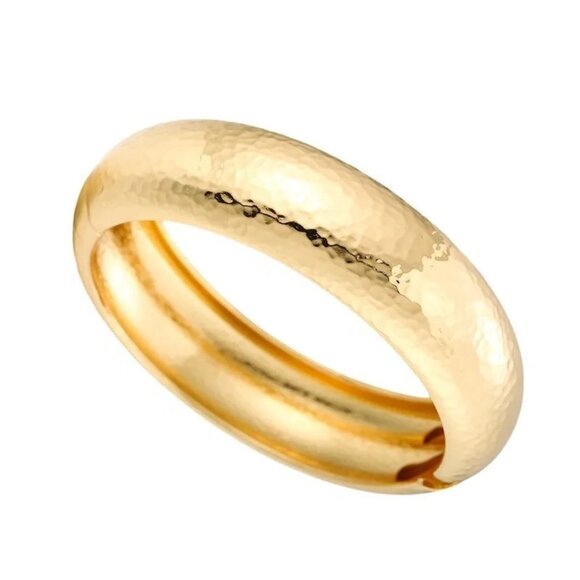 2/$30 Hammered Gold-Tone Hinged Bangle Bracelet - Picture 5 of 7